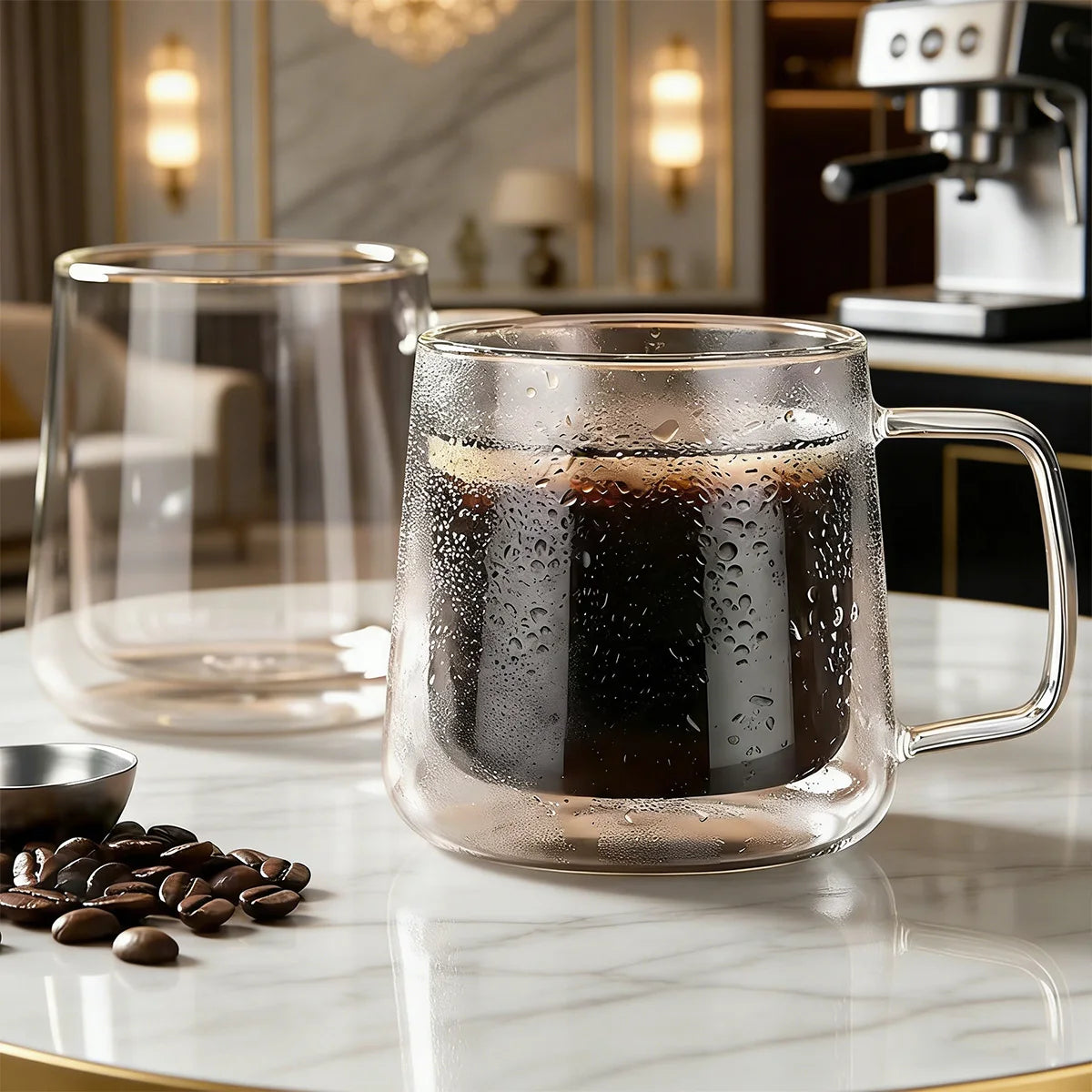 Leeseph Double Wall Glass Mugs 13.5oz/24oz – Set of 2 Glass Coffee Mugs Axl