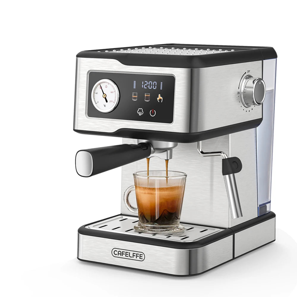 Cafelffe 20Bar Semi-Auto Espresso Machine & Milk Frother Espresso Machine Axl Stainless Steel UK Germany
