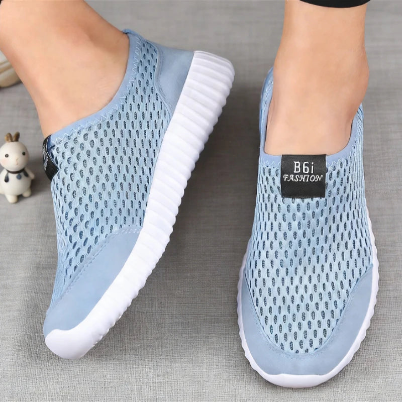 Women's Slip-On Mesh Sneakers – Lightweight Breathable Walking Shoes Women's Mesh Sneakers Axl Sky Blue 39