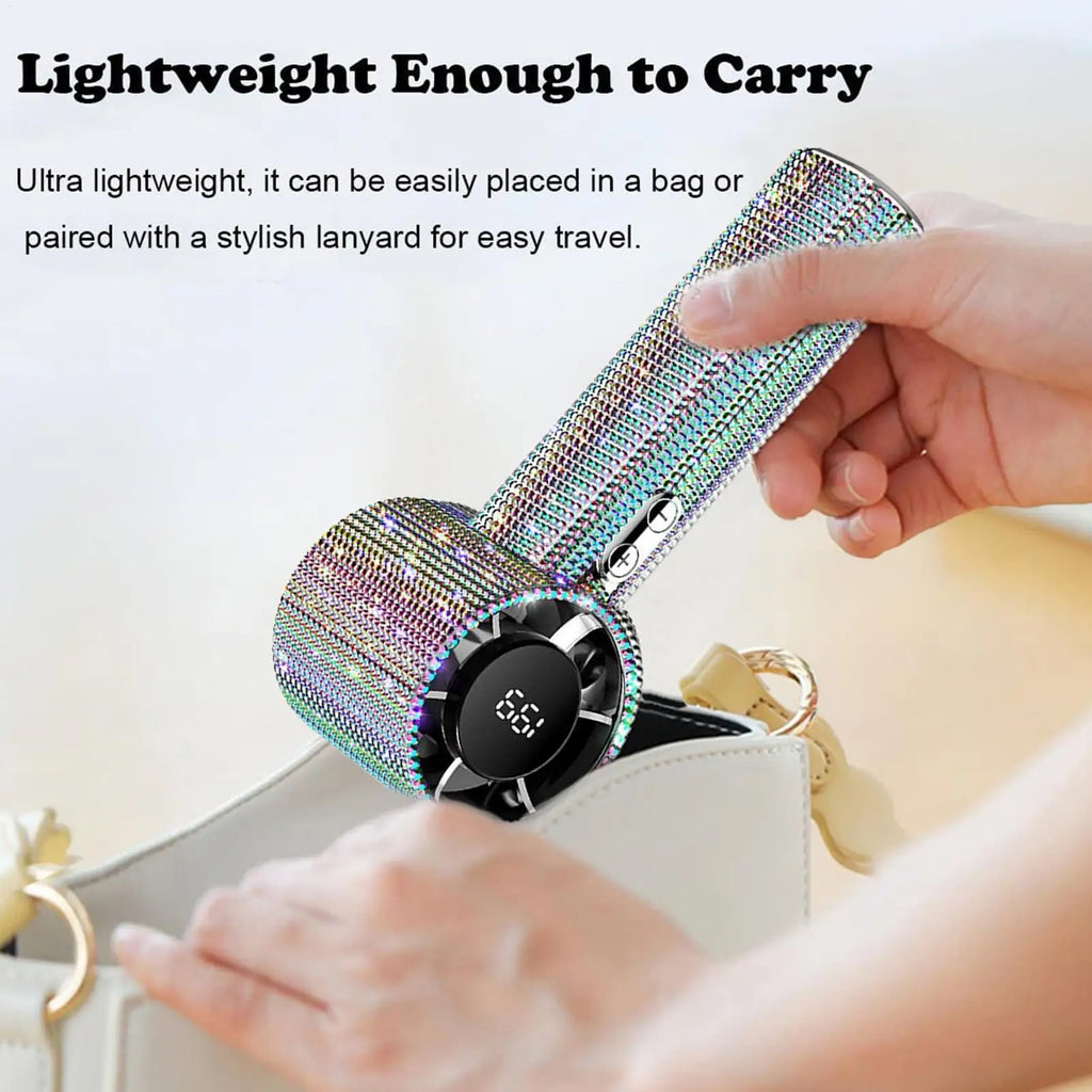 Rhinestone Handheld Fan – 199-Speed Quiet Portable Travel Fan Handheld Portable Fan Axl Default Title