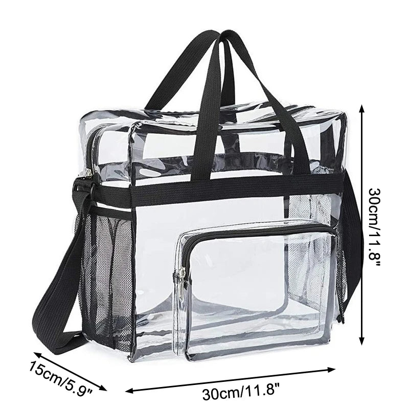 Large Clear PVC Tote Bag – Stadium Approved Multi-Pocket Handbag Clear PVC Tote Bag Axl