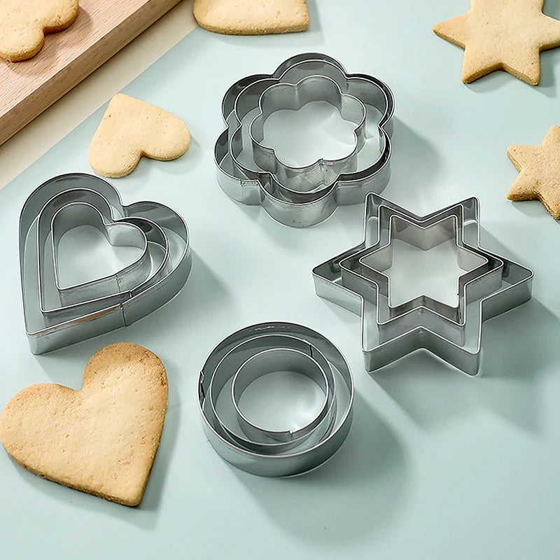 3pc Stainless Steel Cookie Cutters – Star, Heart & Flower Cookie Cutter Set Axl