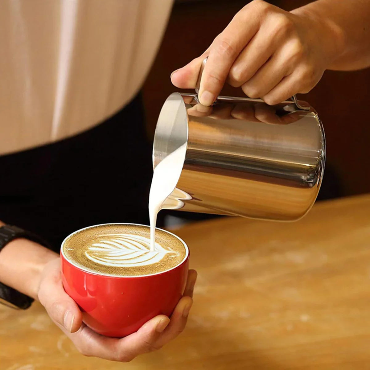 Leeseph Stainless Steel Milk Frothing Pitcher | Latte Art Jug Milk Frothing Pitcher Axl