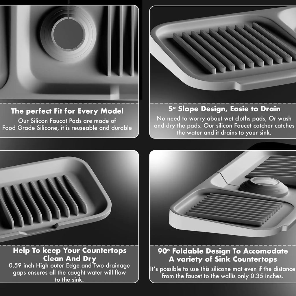 Silicone Sink Splash Guard & Faucet Drip Catcher Tray Mat Silicone Sink Mat Axl