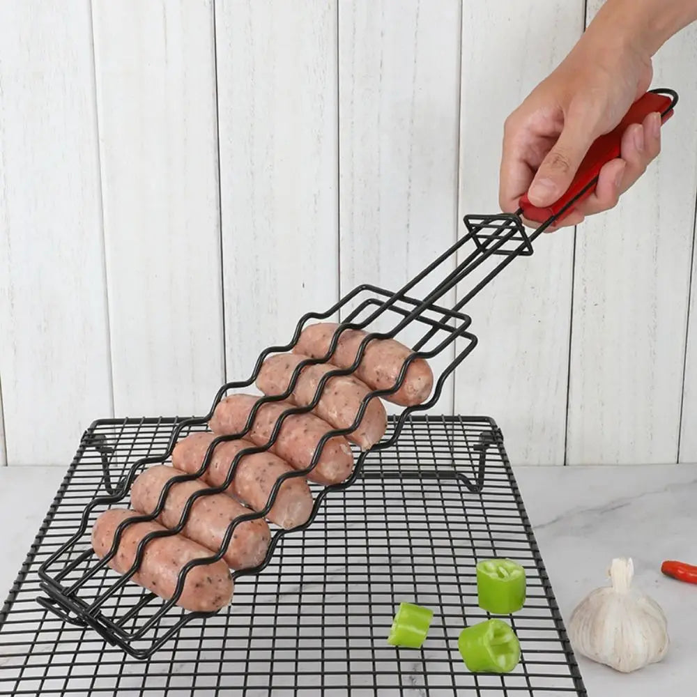 Non-Stick Wrought Iron Hot Dog Grill Basket | BBQ Clip BBQ Grill Basket Axl