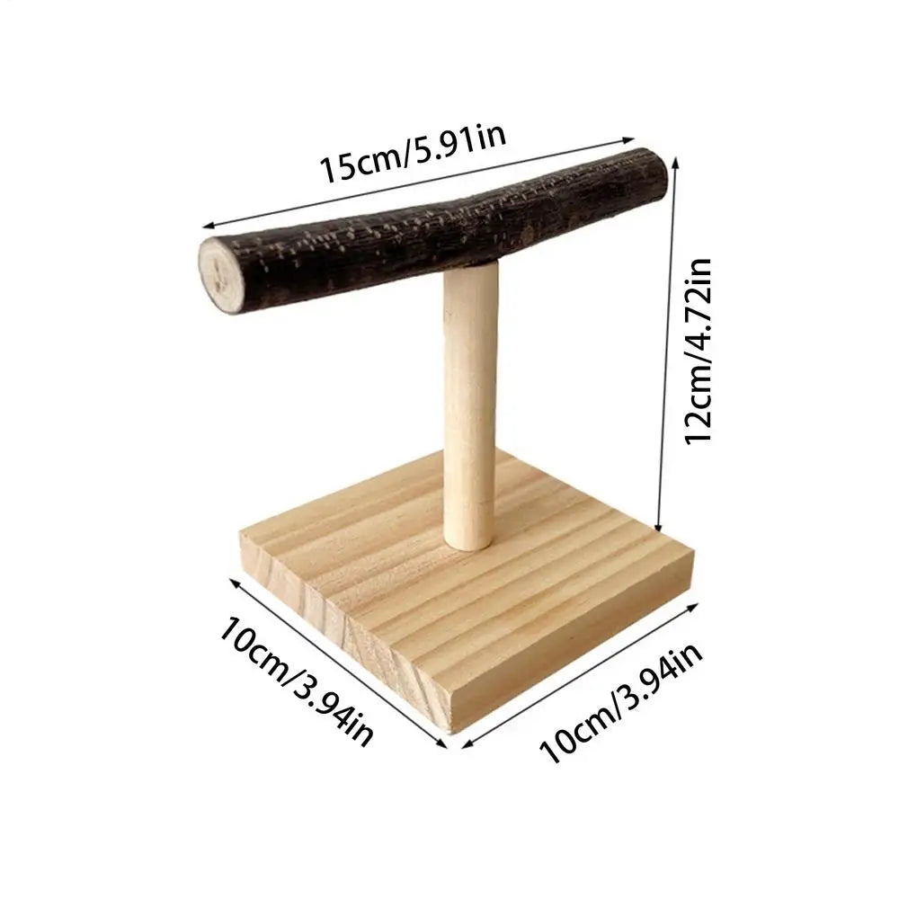 Natural Wood Parrot T-Perch Stand – Chew Toy & Training Perch Bird Perch Stand Axl 1pcs