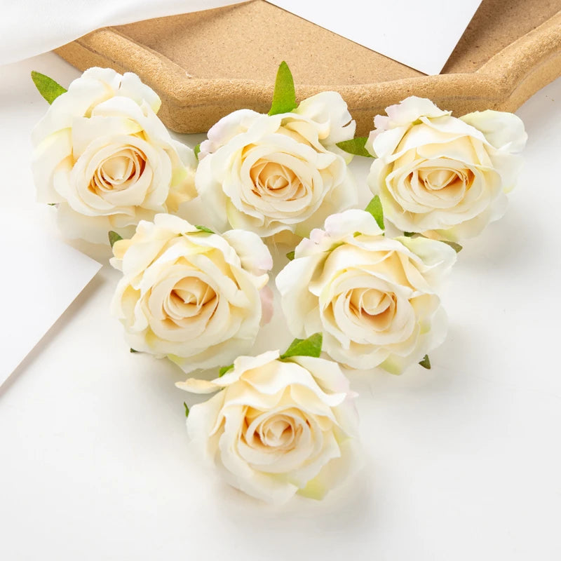 Silk Artificial Rose Heads 5/10 Pcs – Wedding & Home Decor Artificial Silk Flowers Axl color 4 5pcs