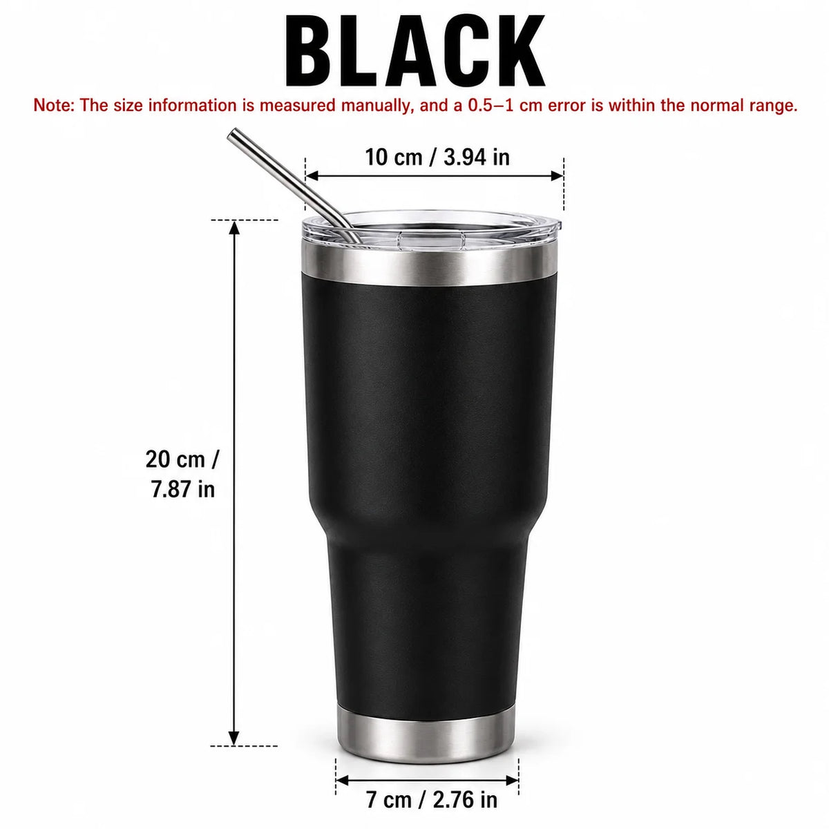 Uwhise 30oz Insulated Tumbler Vacuum Travel Mug with Straw Insulated Travel Tumbler Axl Black 900ML