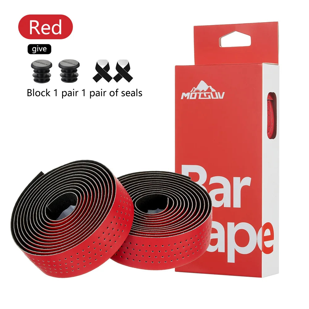 Road Bike Perforated Handlebar Tape – Non-Slip Breathable Wrap Handlebar Tape Axl Red