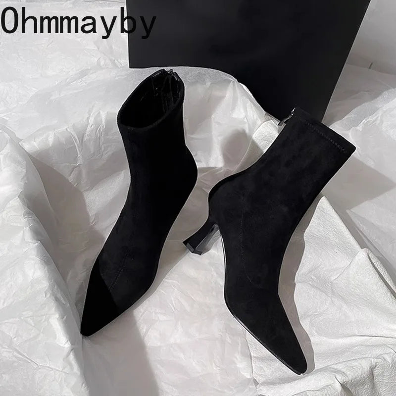 Vintage Pointed Toe Women's Ankle Boots | High Heel Booties Ankle Boots Axl