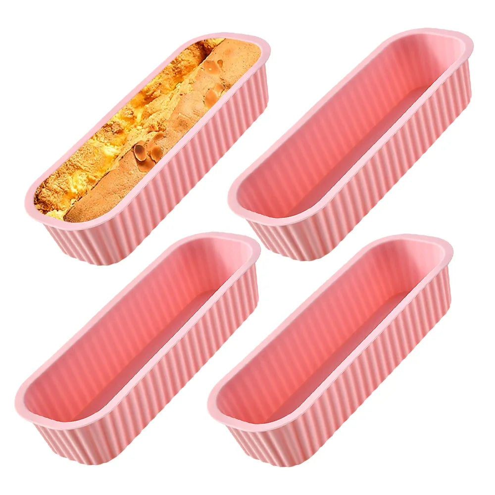 Mini Silicone Loaf Pans – Non-Stick Bread, Cake & Brownie Molds Silicone Baking Mold Axl 4Pcs Pink-78856