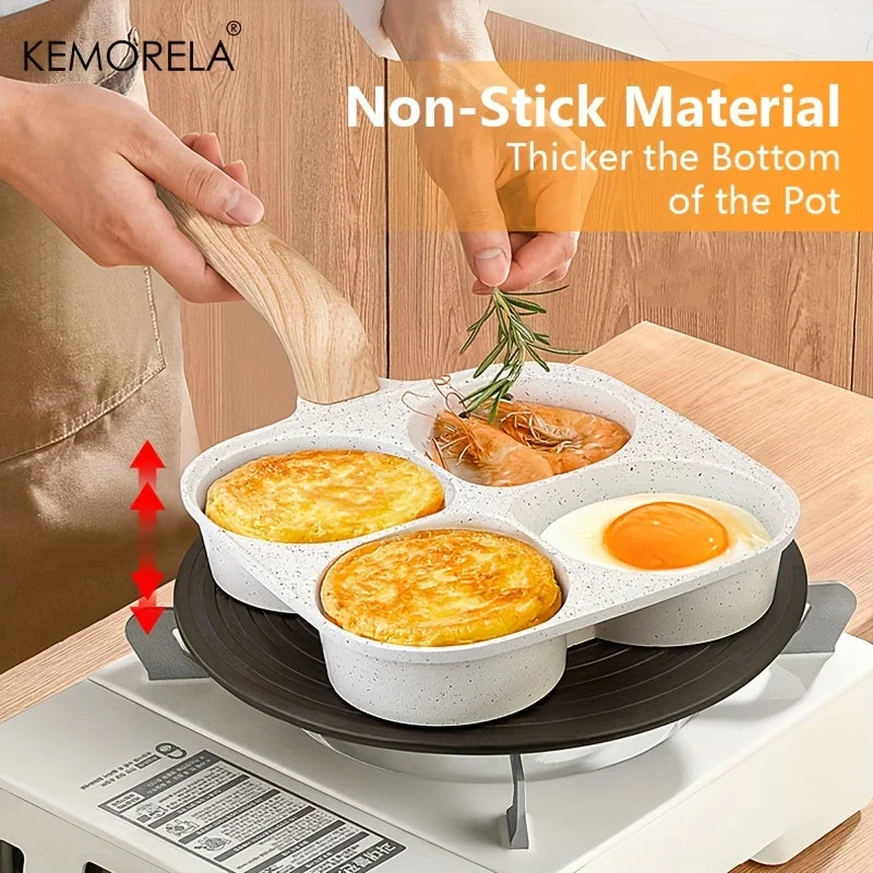 KEMORELA 4-Hole Non-Stick Egg & Burger Pan – Stone Coating Egg Frying Pan Axl