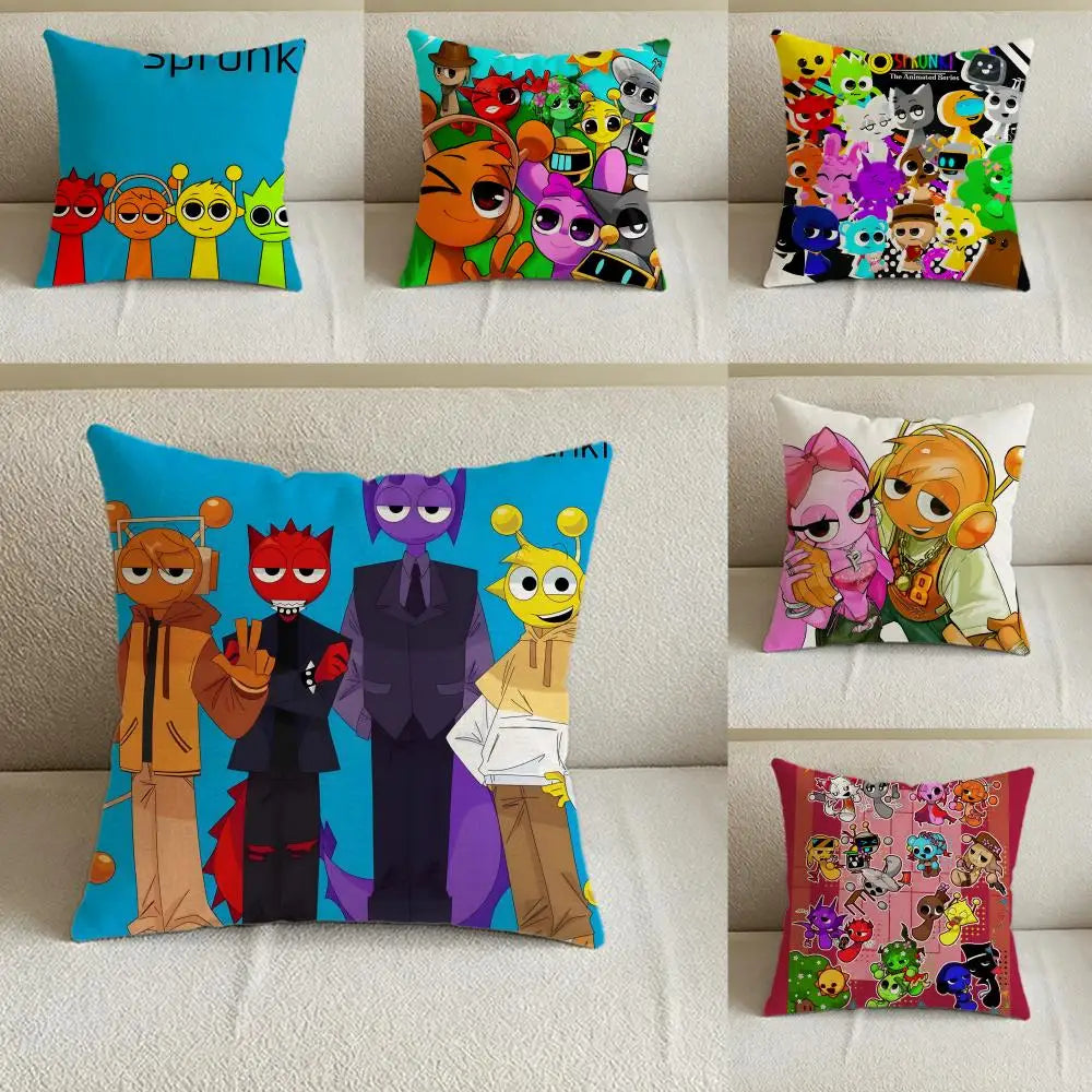 Sprunki Incredibox Linen Cushion Cover | Sofa & Bedroom Décor Decorative Cushion Cover Axl