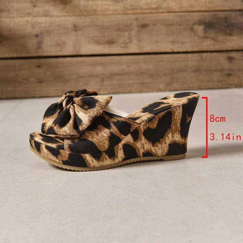 Women's Flower Wedge Platform Sandals – Leopard Chunky Sole Wedge Platform Sandals Axl leopard print 43