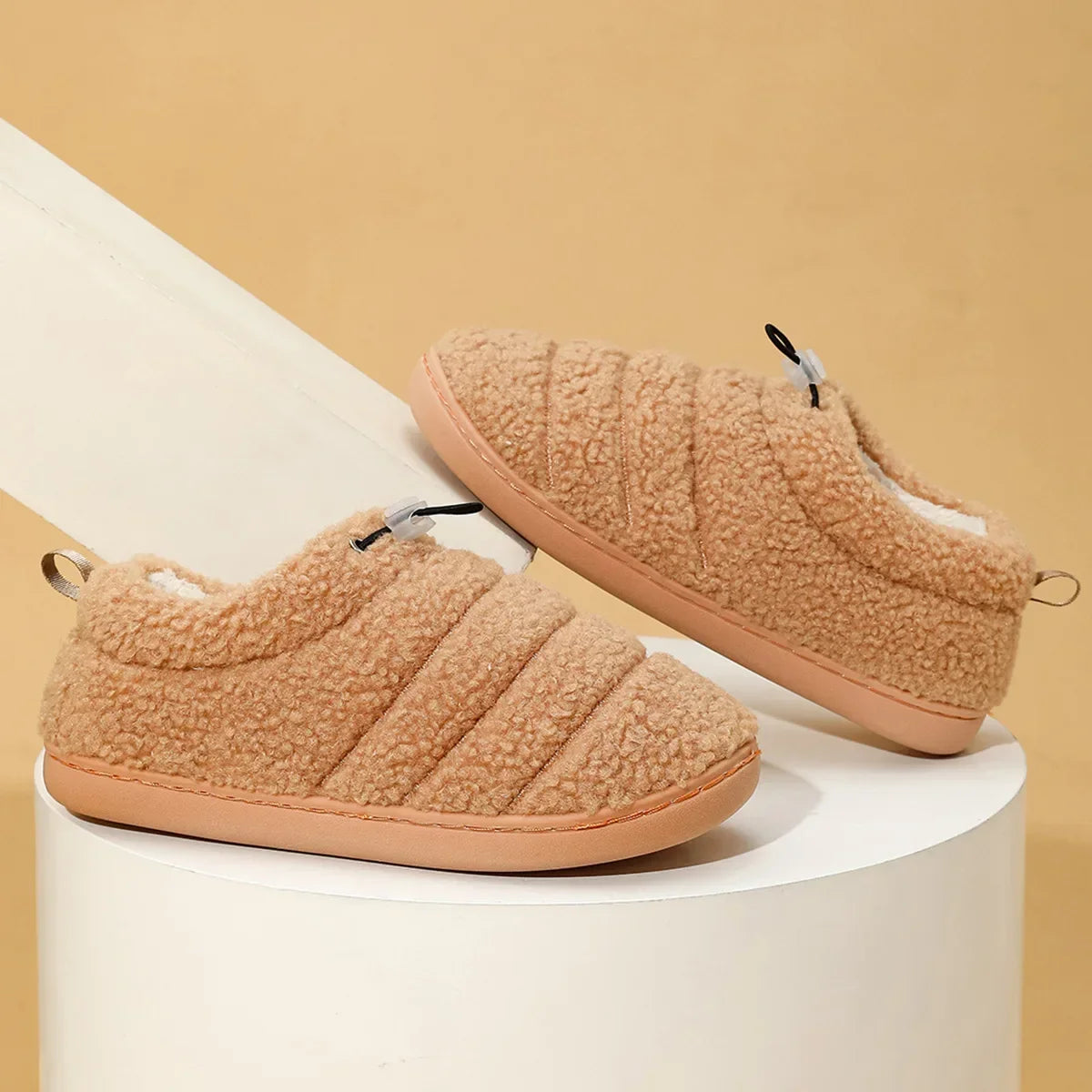 Women's Plush Fluffy Slippers – Warm Anti-Slip Cotton Shoes Plush Women's Slippers Axl YELLOW 38-39