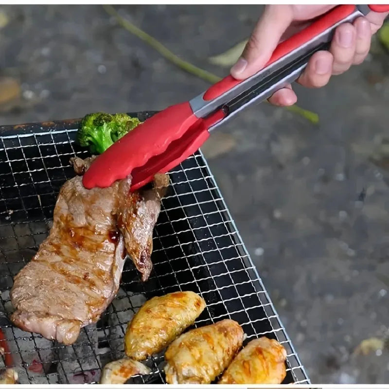 Stainless Steel Silicone Cooking Tongs – Anti-Slip BBQ Clip Kitchen Cooking Tongs Axl