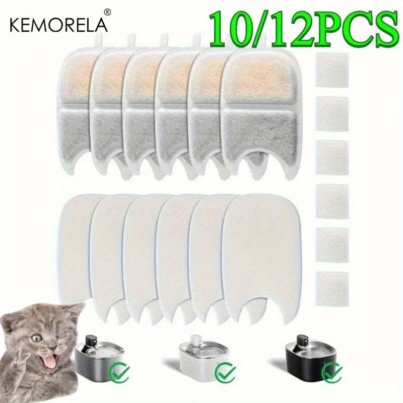 KEMORELA Pet Fountain Filter Sponge Replacements 10/12 PCS – 4L Fountain Filter Sponge Axl