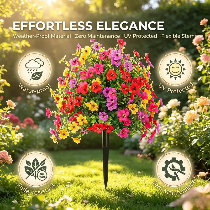 18" Artificial Petunia Flowers with Ground Stakes | Outdoor Decor Artificial Garden Flowers Axl