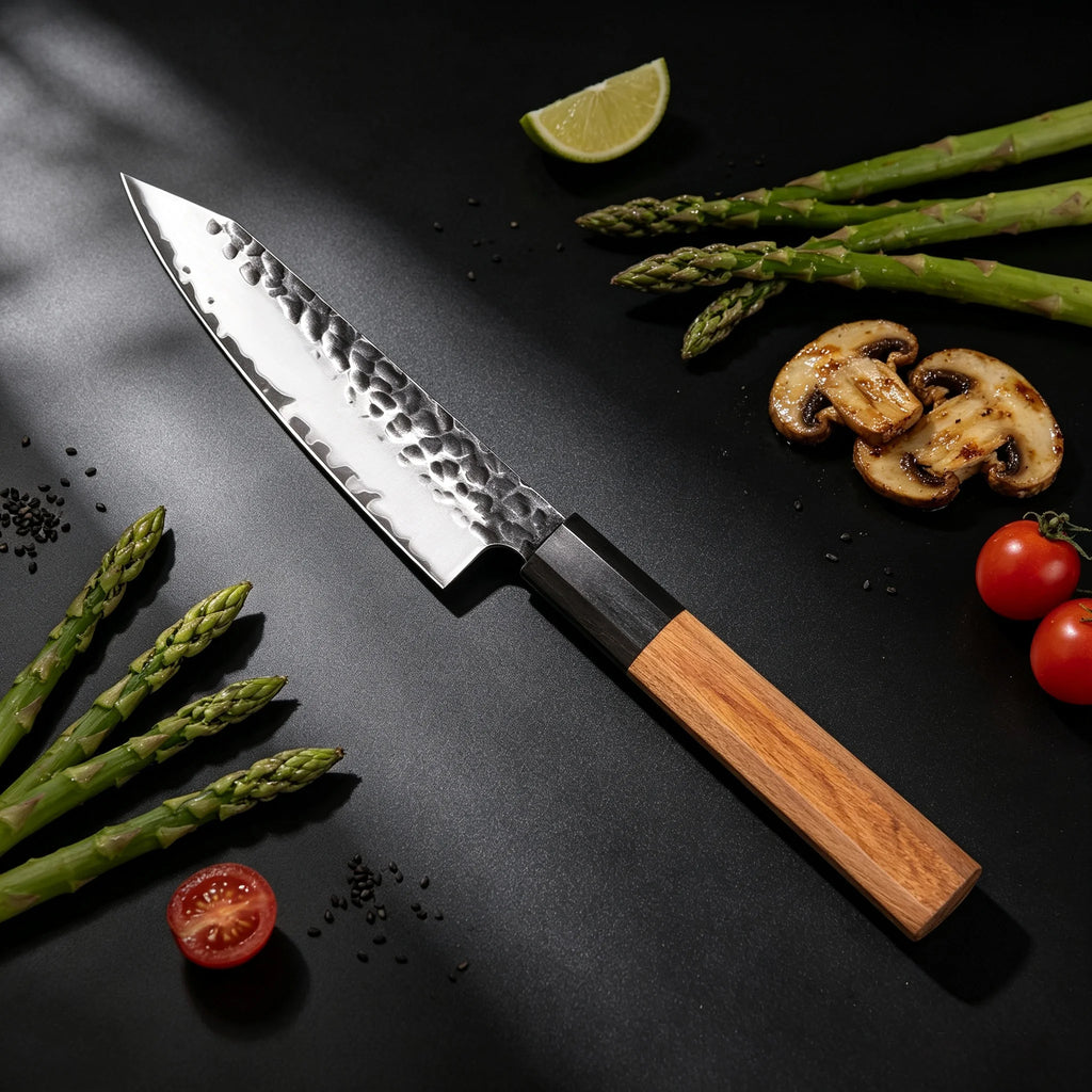 Hand Hammered Japanese Kiritsuke Chef Knife – Stainless Steel Japanese Chef Knife Axl