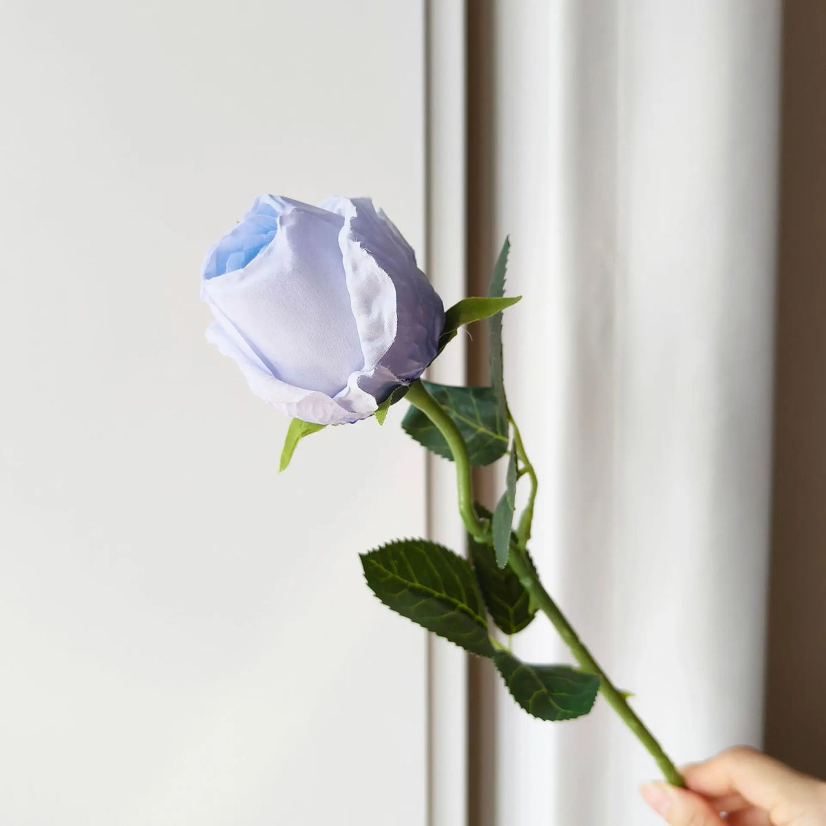 10-Pack Burnt Edge Artificial Silk Rose Stems 50cm | Faux Flowers Artificial Flower Stems Axl Blue