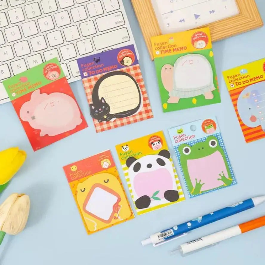 8-Pc Cartoon Animal Sticky Notes Bookmark Set | Memo Pads Sticky Note Bookmarks Axl