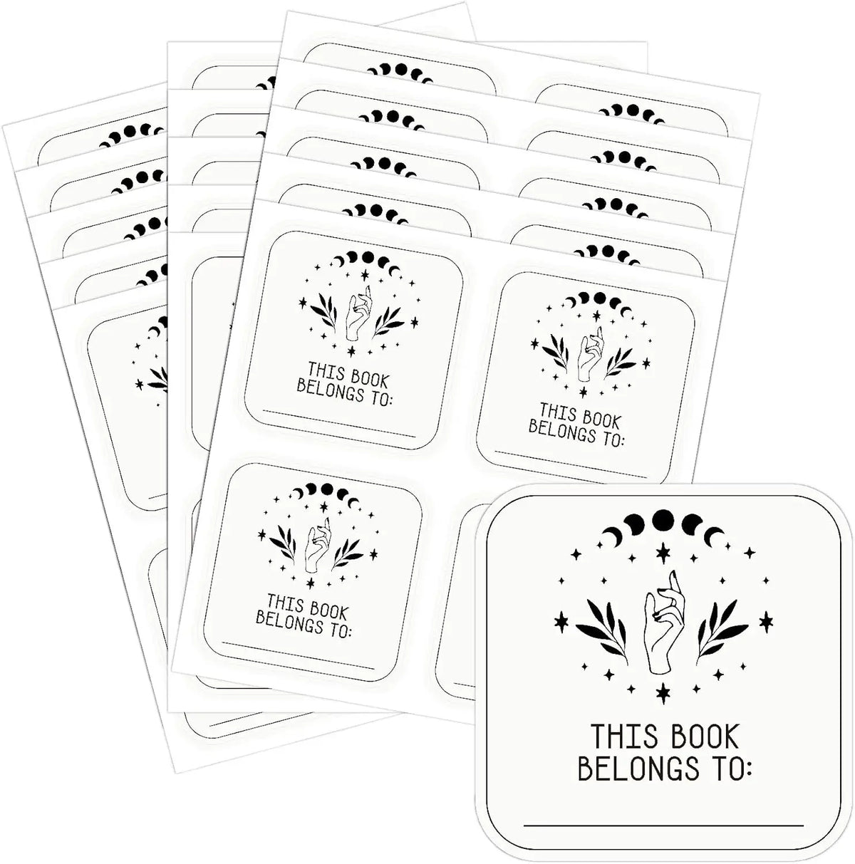 Moon Phase Book Plate Stickers – 15 Sheets, 60 PVC Labels Book Plate Stickers Axl AECH04-17811
