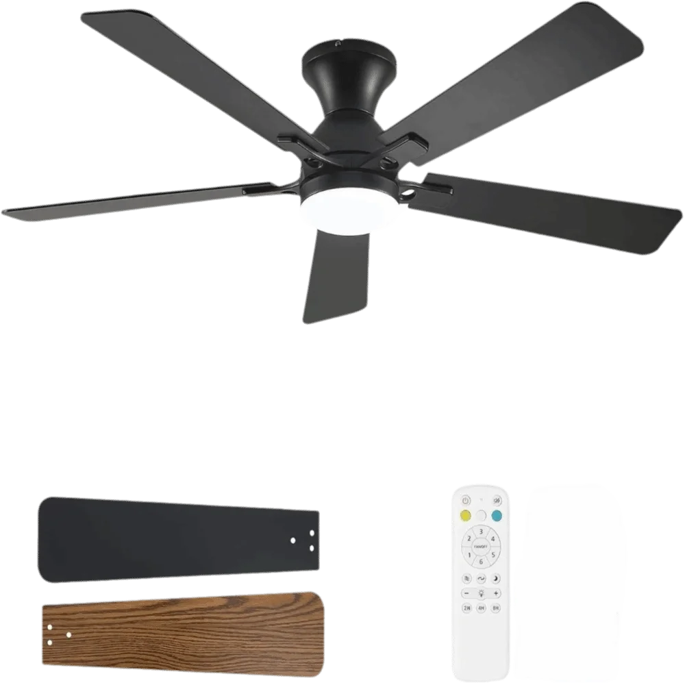 Remote Control Ceiling Fan with Light – 5-Blade Reversible Ceiling Fan with Light Axl Black-52in