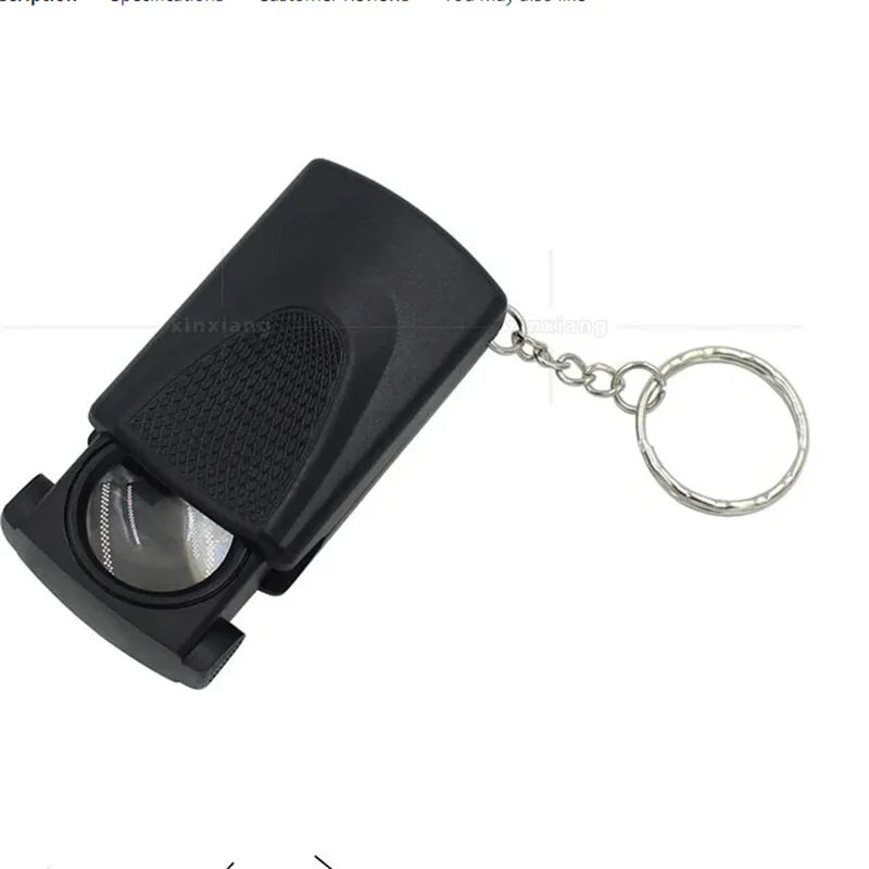 45X LED Foldable Magnifying Glass with Keychain Loupe Pocket Magnifying Loupe Axl