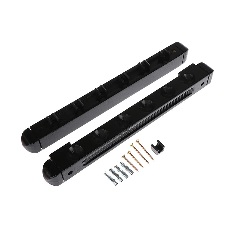 6-Hole Wall Mount Solid Wood Pool Cue Rack | Billiard Holder Billiard Cue Rack Axl Black