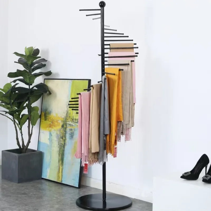 Iron Floor Scarf Rack – Modern Minimalist Standing Holder Floor Scarf Rack Axl