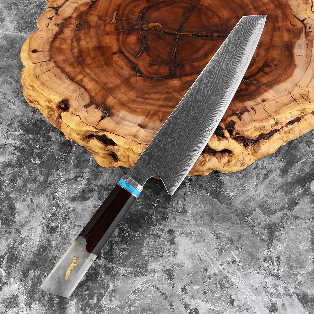 Damascus Kiritsuke Chef Knife 8-Inch | VG10 Steel Core Damascus Chef Knife Axl