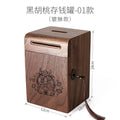 Walnut Wood Piggy Bank with Lock – Kids Savings Box & Decor Wooden Piggy Bank Axl Walnut-C
