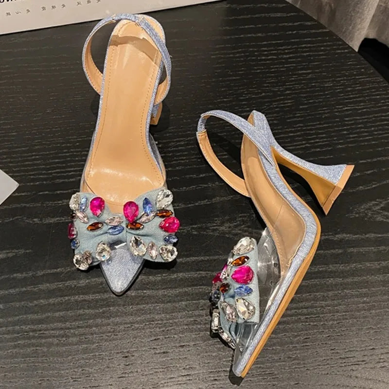 Women's Crystal Bowknot High Heel Pumps | Pointed Toe Party Shoes High Heel Pumps Axl