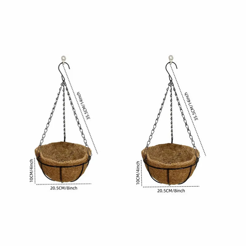 8/10 Inch Metal Hanging Basket with Coconut Liner | Garden Planter Hanging Garden Planter Axl 8inch 2pcs
