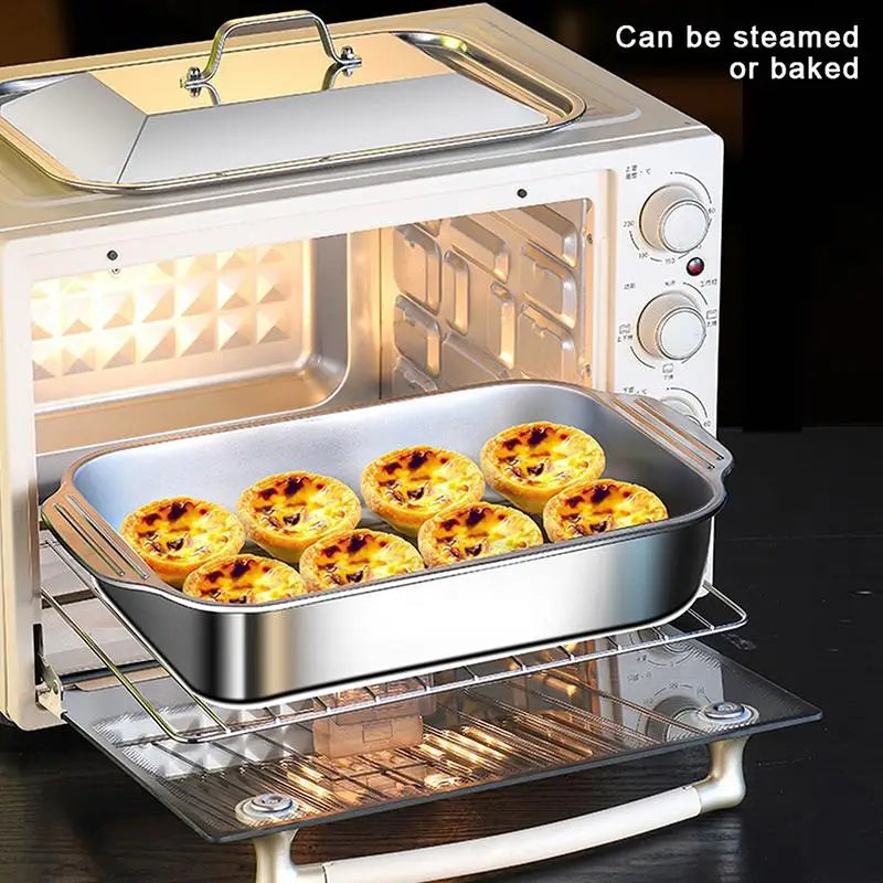 Stainless Steel Deep Dish Baking Pan with Lid | Oven Safe Baking Pan Axl