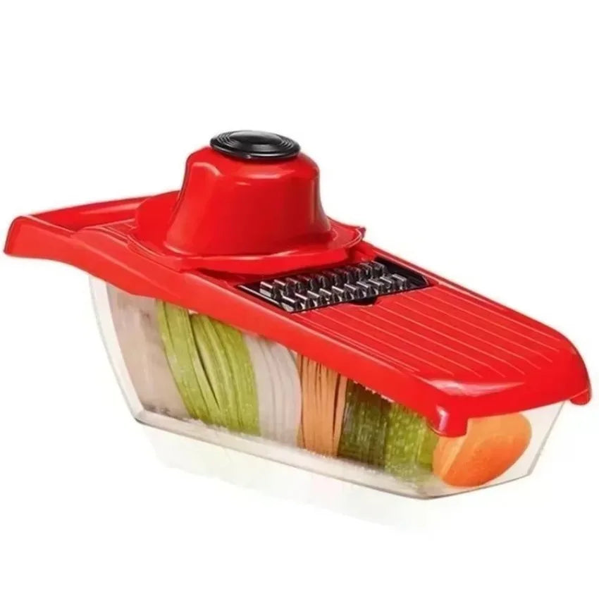 6-in-1 Vegetable Slicer & Cutter – Stainless Steel Blades Vegetable Slicer Set Axl Red