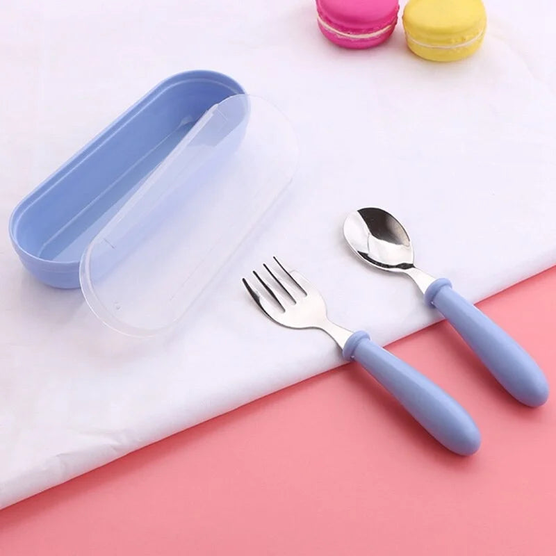 Kids Stainless Steel Cutlery Set – 3-Piece Baby Spoon & Fork Baby Cutlery Set Axl