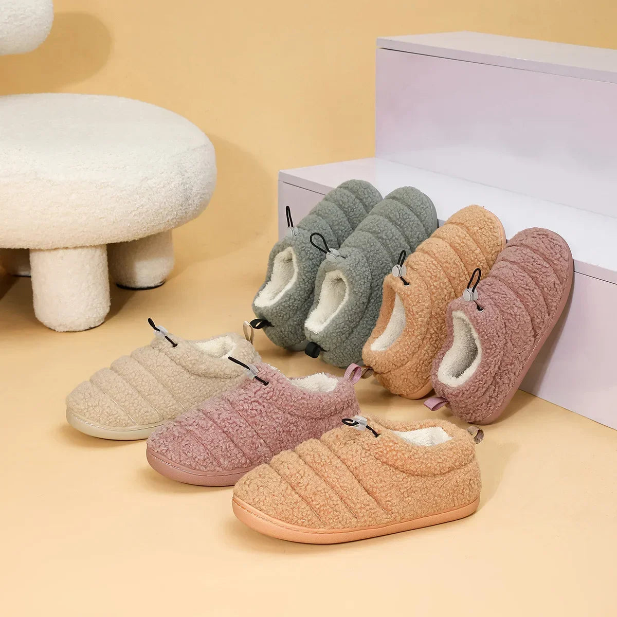 Women's Plush Fluffy Slippers – Warm Anti-Slip Cotton Shoes Plush Women's Slippers Axl