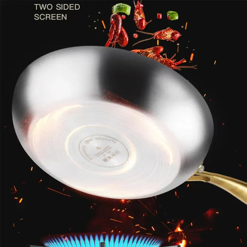 KEMORELA 316 Stainless Steel Frying Pan 7-Ply 28cm Wok Stainless Steel Frying Pan Axl