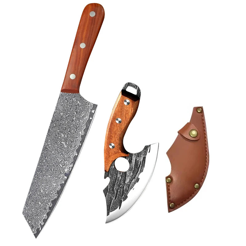 InLeung Damascus Chef Knife – Sharp Stainless Steel Kitchen Blade Chef Kitchen Knife Axl cleaver knife AD