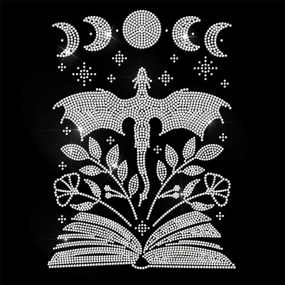 Rhinestone Iron-On Dragon Moon Phase Patch 11.6"x8.2" Hotfix Iron-On Patch Axl AECH04-15286