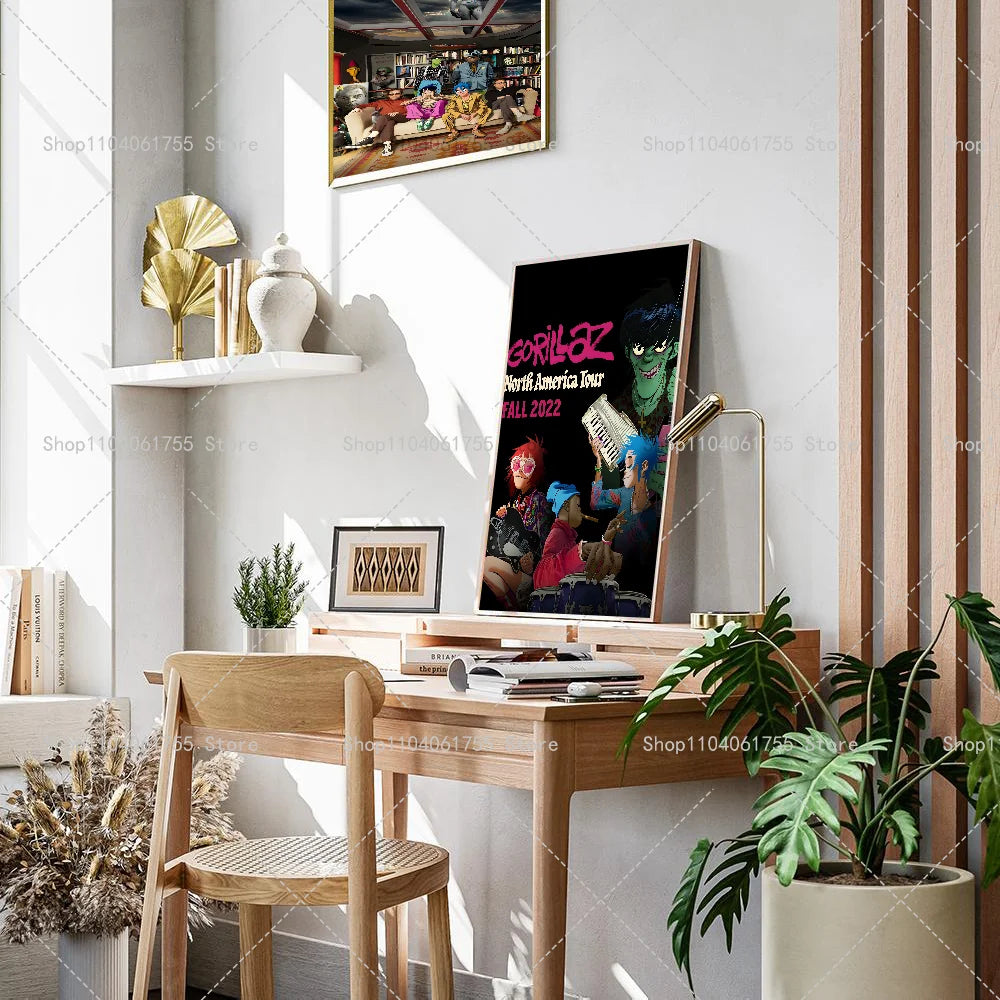 Gorillaz Music Poster – Self-Adhesive Waterproof Wall Art Sticker Wall Art Poster Axl
