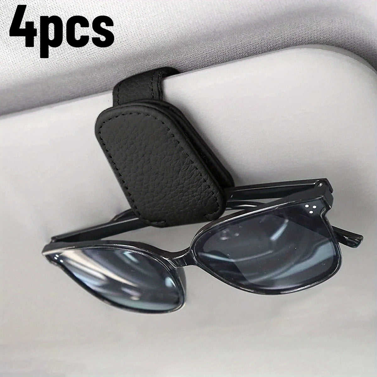 4-Pack Magnetic Leather Sunglasses Clip Holder for Car Visor Car Visor Organizer Axl Black