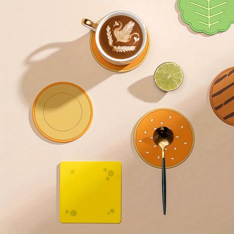 8pc Burger Shape Coaster Set – Fun Novelty Cup Mats for Home Novelty Coaster Set Axl