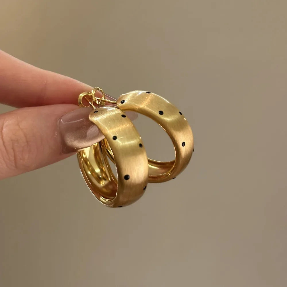 Geometric Polka Dot Hoop Drop Earrings – Gold & Silver Drop Earrings Axl Gold