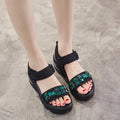 Women's Sequin Wedge Sandals – Chunky Platform Beach Heels Wedge Sandals Axl Green 34