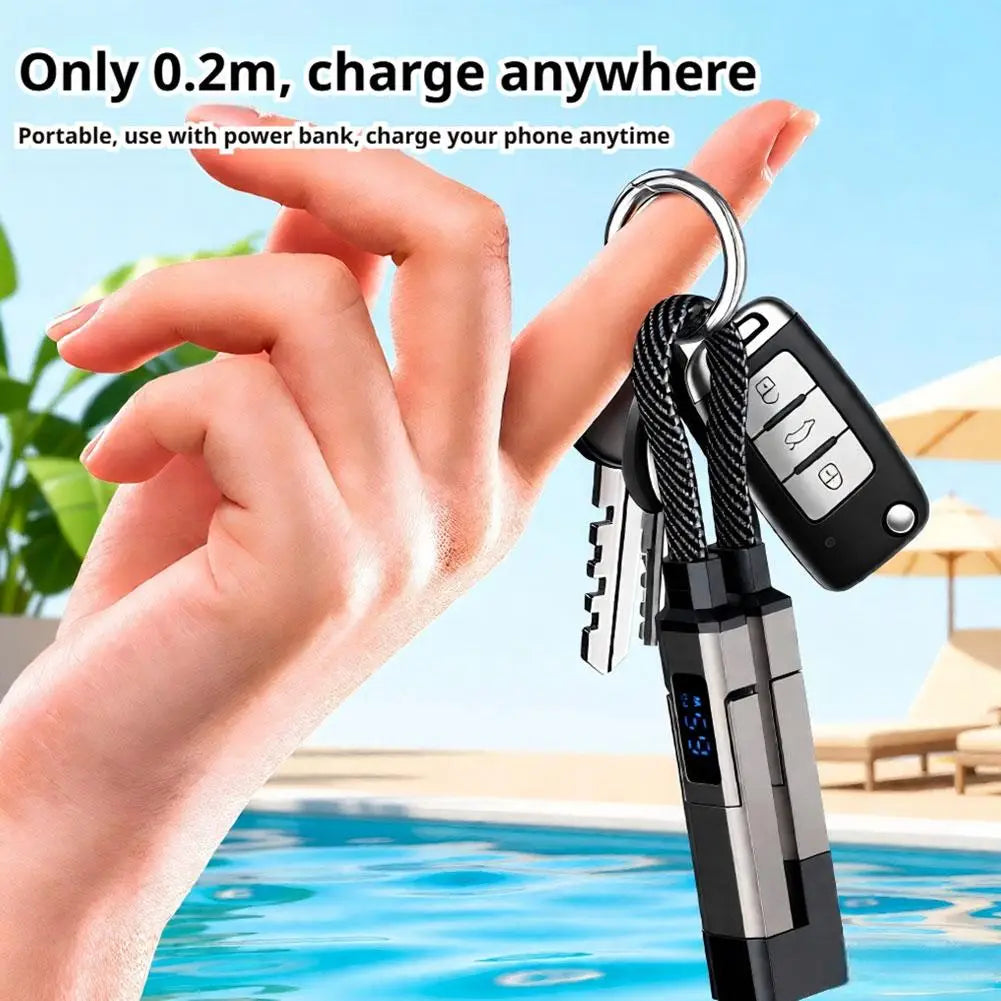 4-in-1 Keychain Charging Cable 65W | USB-C iPhone & Android Keychain Charging Cable Axl