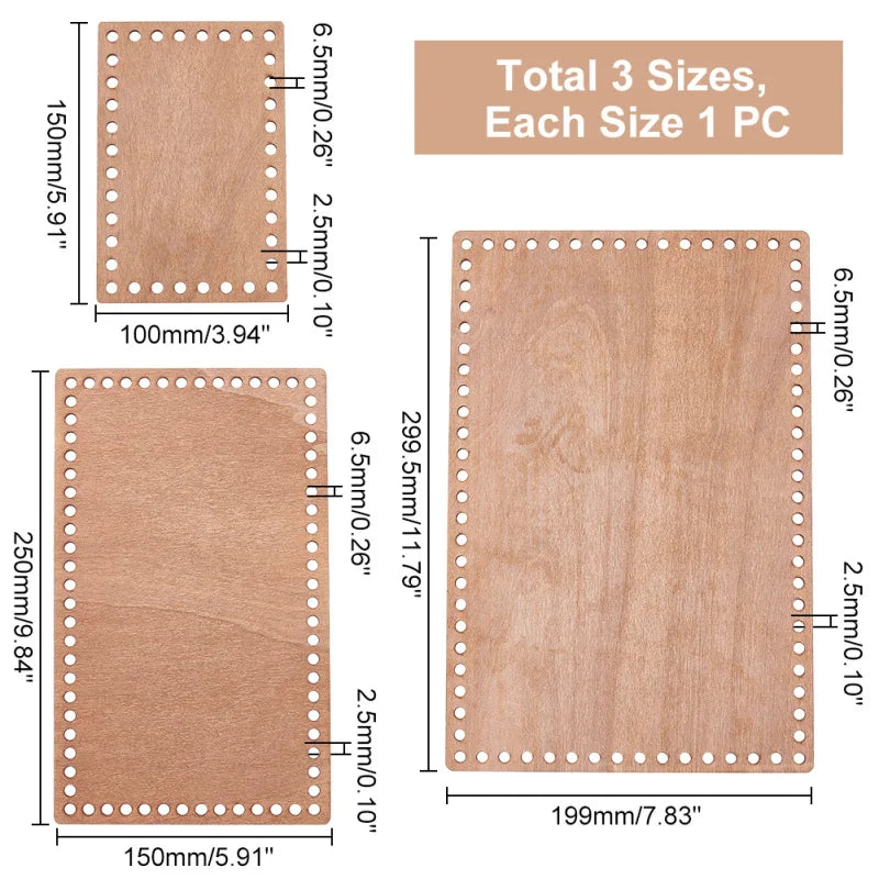 2-Pc Sector Wooden Basket Base | Crochet Bag Bottom 8mm Holes Crochet Basket Base Axl AECH04-05674