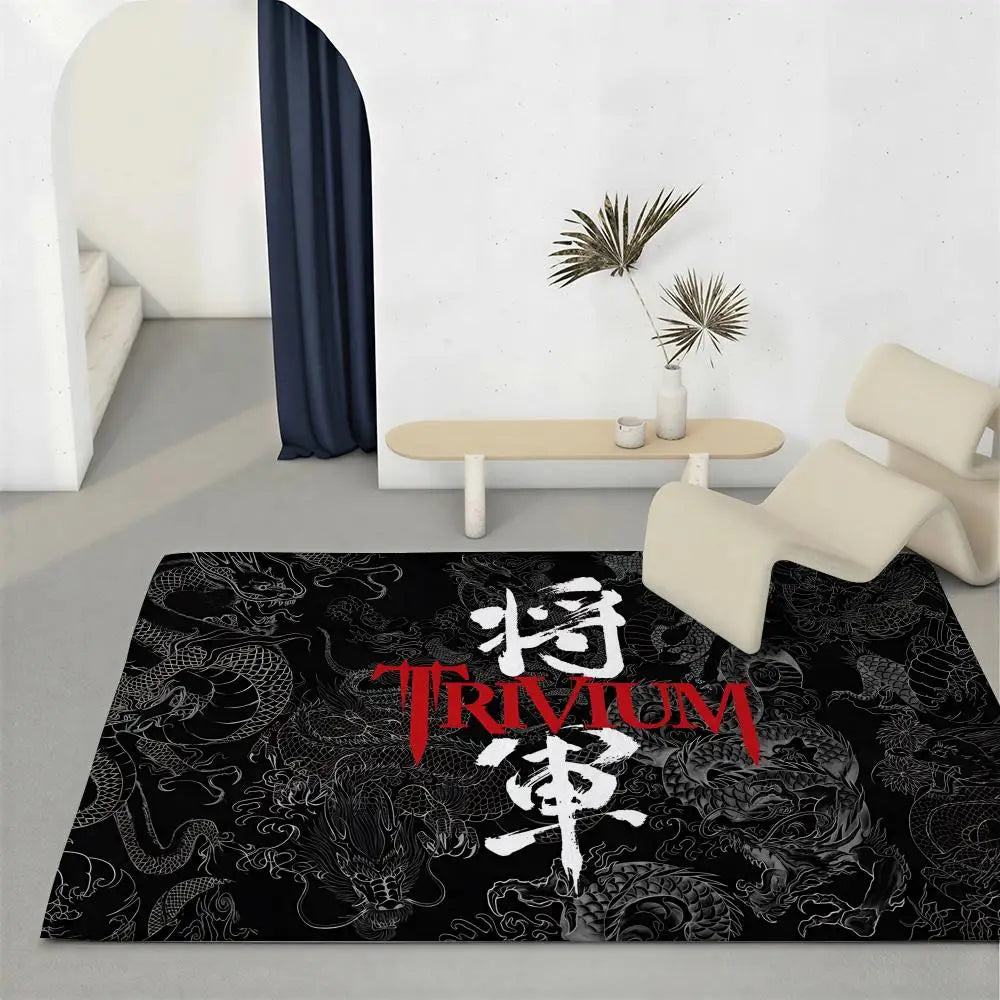 Trivium Band Flannel Floor Mat – Non-Slip Soft Indoor Rug Flannel Floor Mat Axl White1 120x160cm