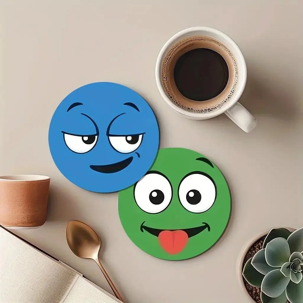 6-Piece Funny Expression Silicone Coasters – Heat-Resistant Set Silicone Coaster Set Axl